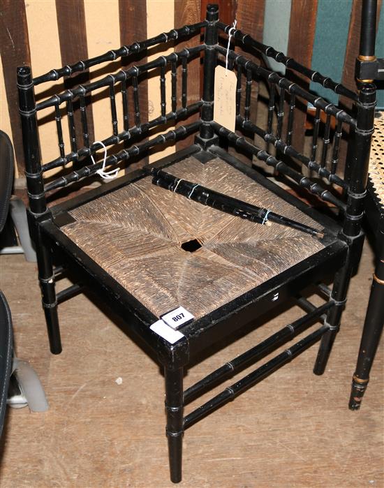 Late 19th century Arts and Crafts corner chair(-)